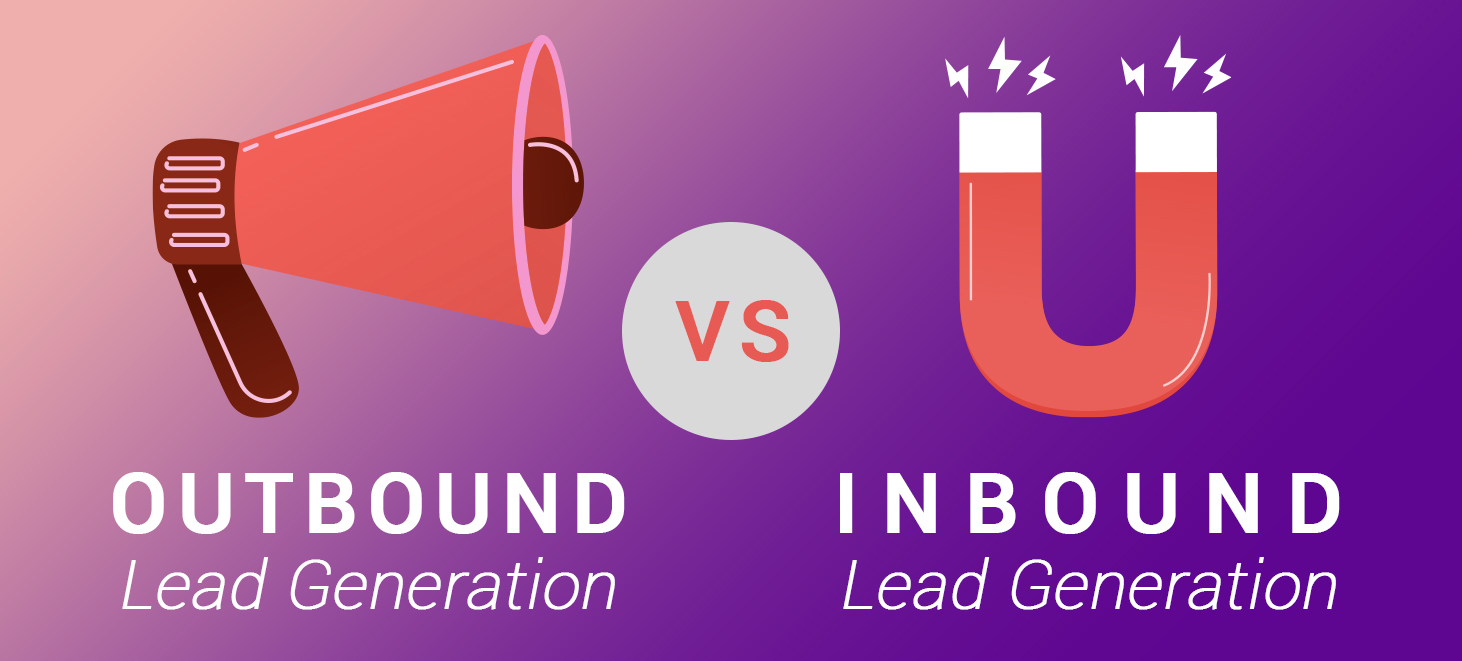 Megaphone and magnet representing comparison between outbound and inbound MSP lead generation